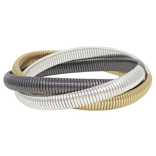 3 Set 8 Mm Bold Metal Stretch Bracelet