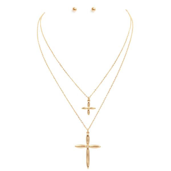Cross Charm Metal Necklace
