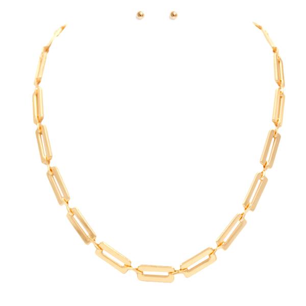 Long Oval Link Metal Necklace