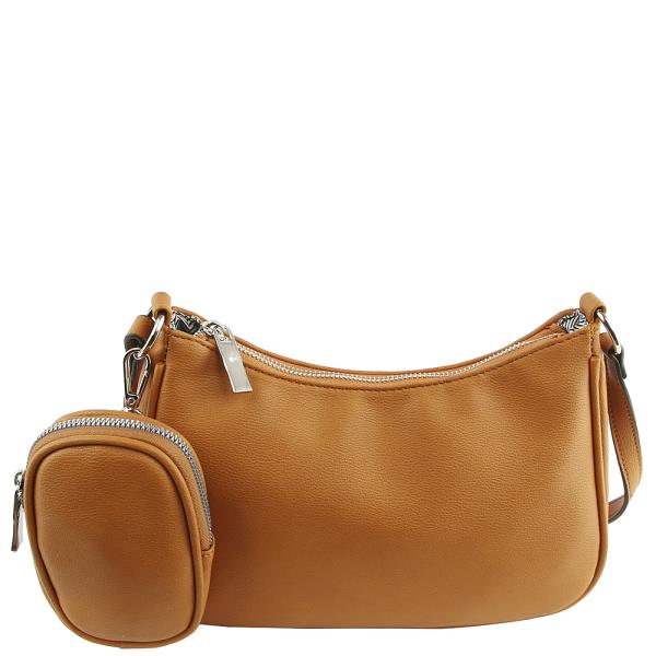2In1 Curved Zipper Crossbody With Coin Purse Set
