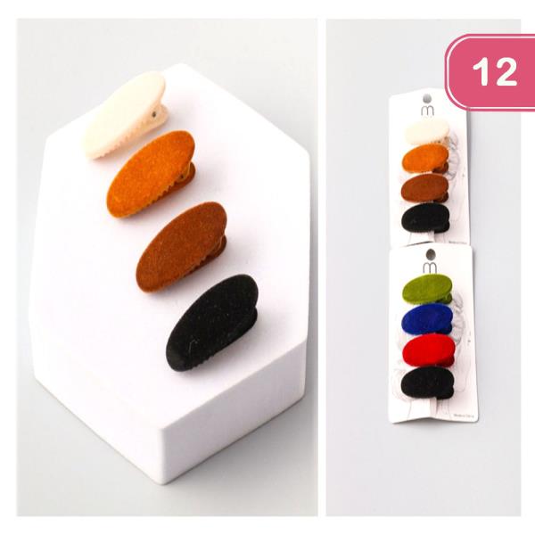 Velour Oval Clips Set (12 Units)