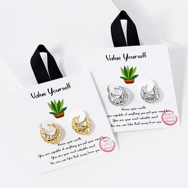 18K Gold Rhodium Dipped Value Yourself Earring