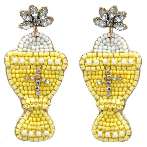 Easter Seed Bead Cup Cross Earring