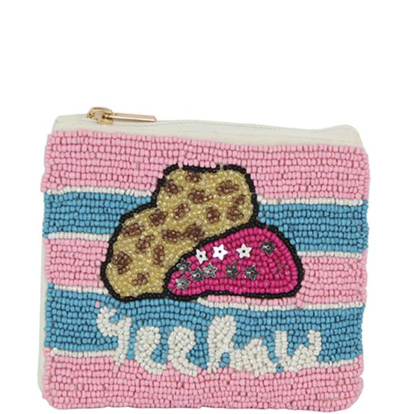 Seed Bead Cowboy Hat Coin Purse Bag