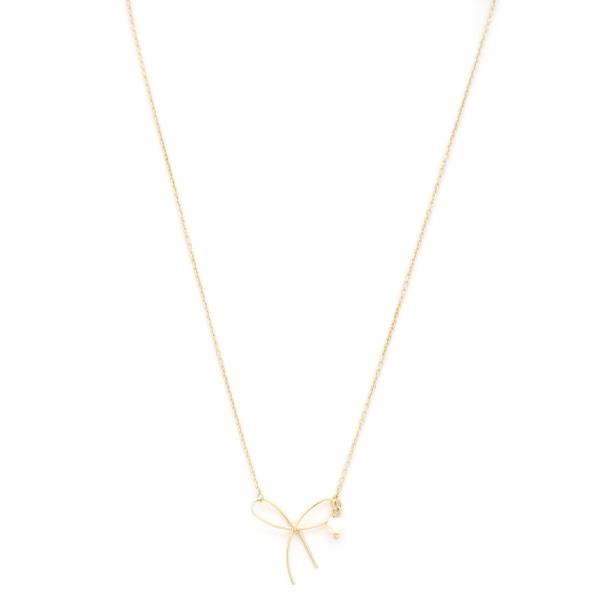 Dainty Bow Pearl Bead Necklace