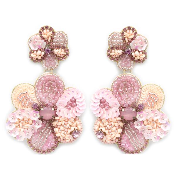 Seed Bead Flower Dangle Earring