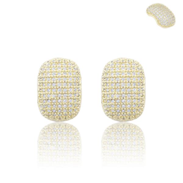 Dome Pave CZ Halo Stud Earring