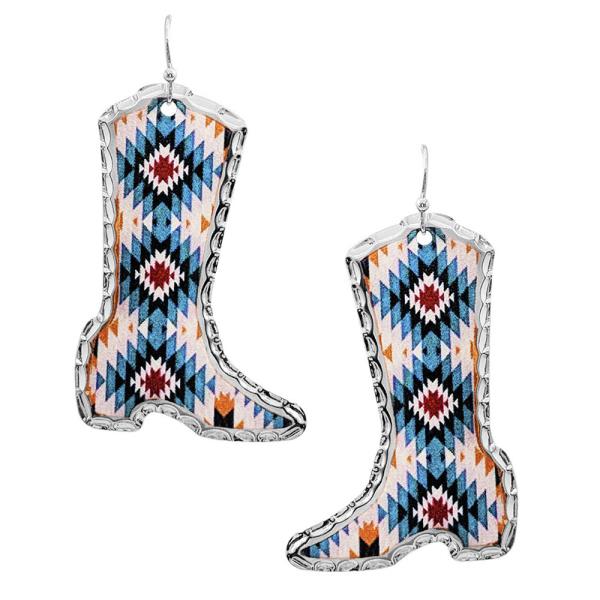 Western Print Boots Earrings