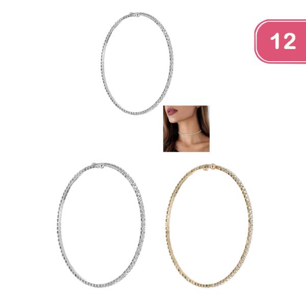Rhinestone Choker Necklace (12 Units)