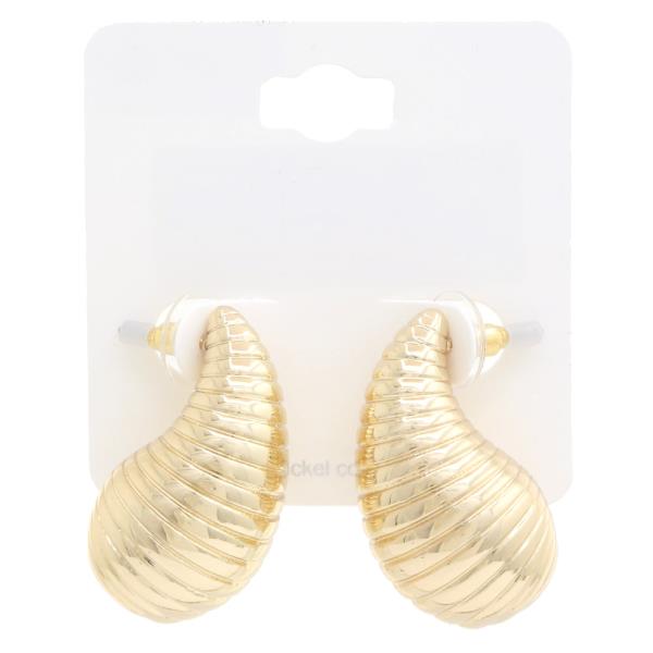 Metal Textured Teardrop Post Earring
