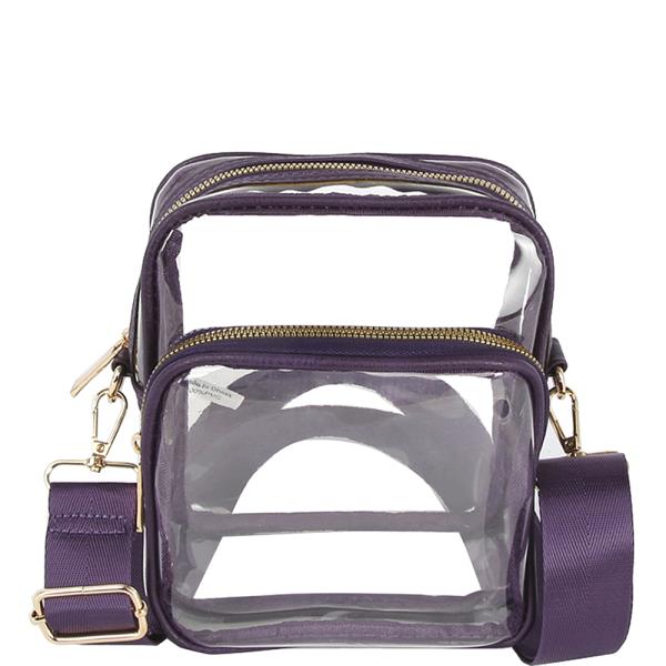 Clear Zipper Crossbody Bag W Strap