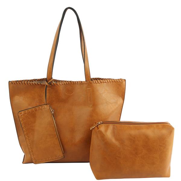 3IN1 Plain Tote Bag with Pouch and Clutch Set