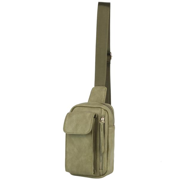 SMOOTH ZIPPER SLING CROSSBODY BAG