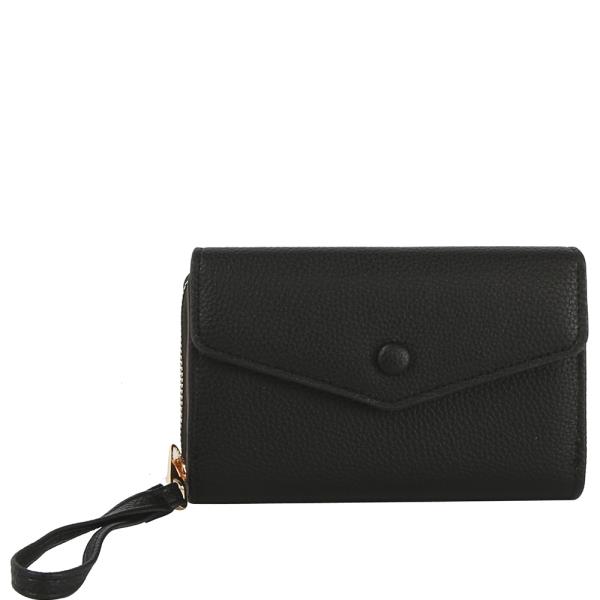 Modern Texture Button Hand Strap Clutch Wallet