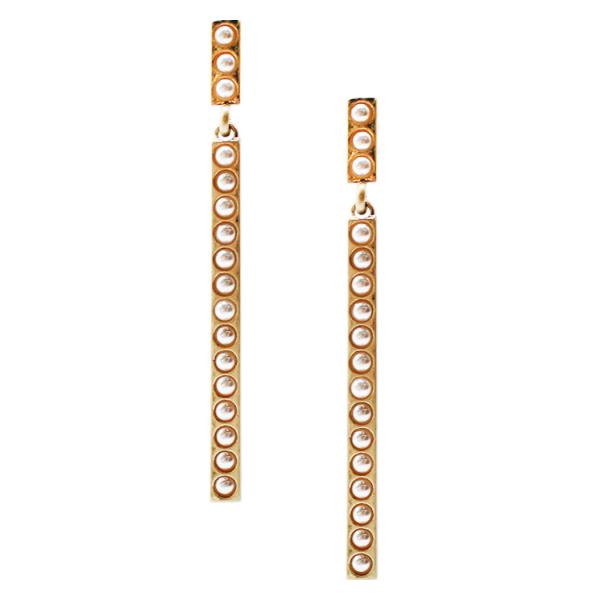 Pearl Metal Bar Dangle Earring