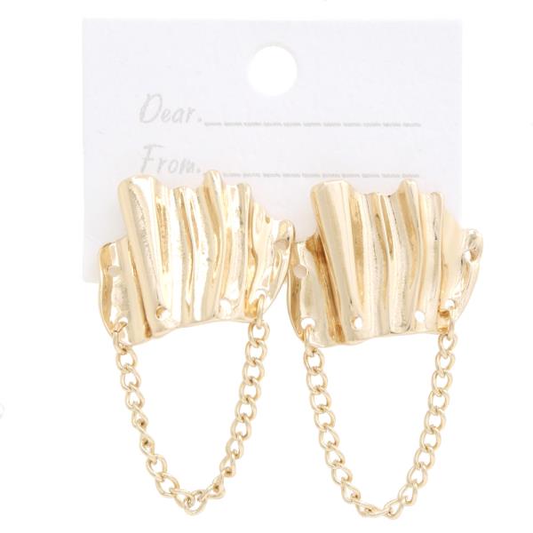 Ruffle Metal Chain Earring