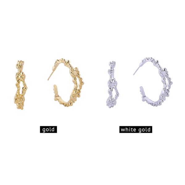 14K Gold White Gold Dipped Grain Hoop Earrings