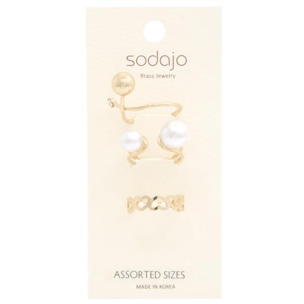 SODAJO Pearl Bead Assorted Ring Set