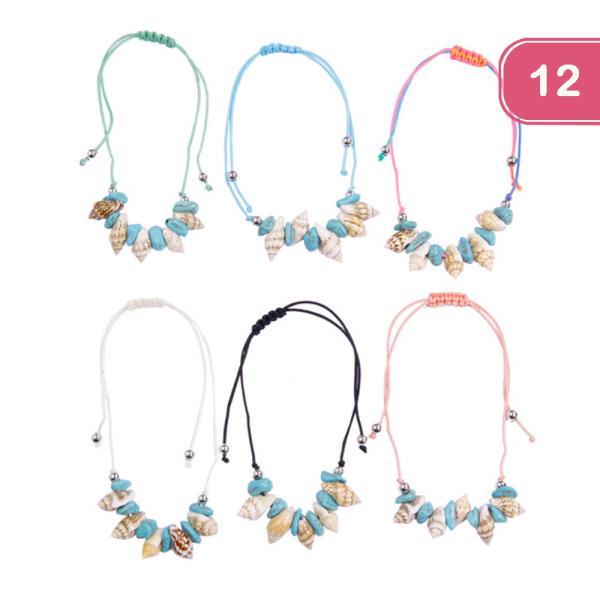 Shell Stone String Bracelet (12 Units)