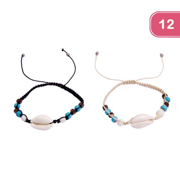 Shell Bead String Adjustable Bracelet (12 Units)