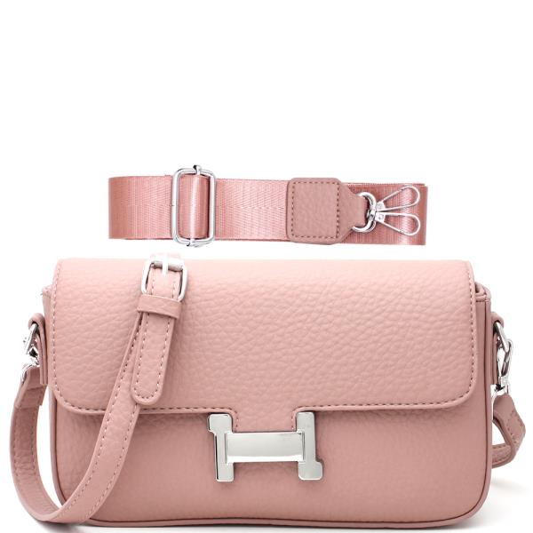 Smooth Shoulder Crossbody Bag W Extra Strap