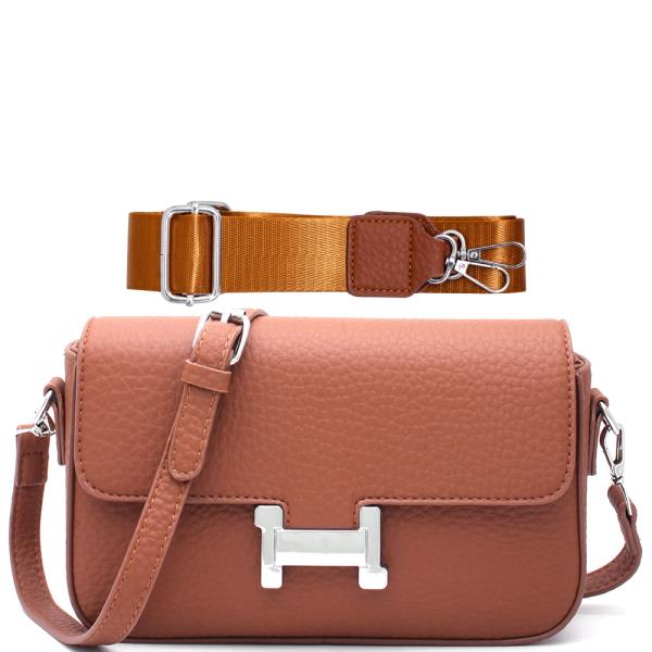 Smooth Shoulder Crossbody Bag W Extra Strap