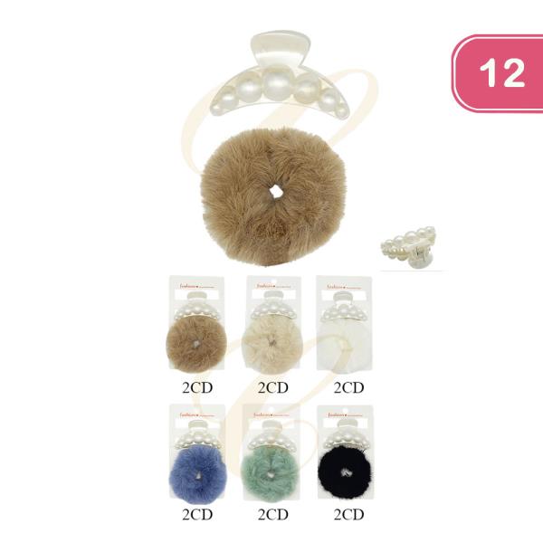 Hair Clip Scrunchie Set (12 Units)