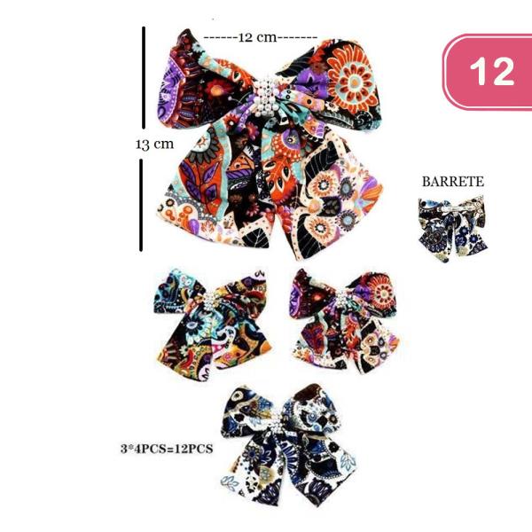 Hair Barrette Bow Clip (12 Units)