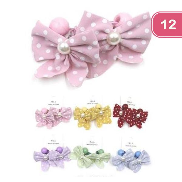 Polka Dot Bow Hair Tie (12 Units)