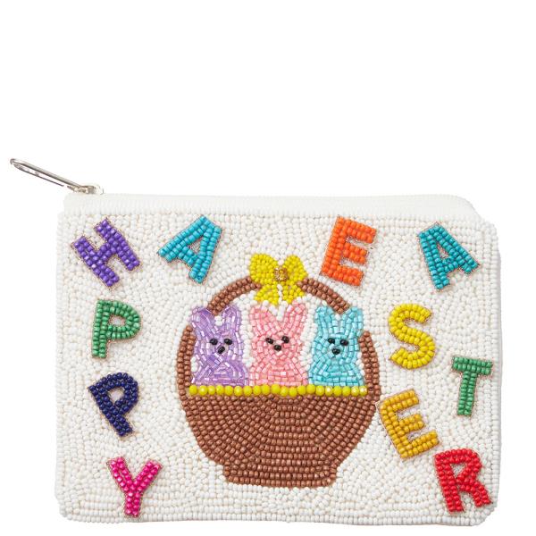 Seed Bead Happy Easter Coin Pouch