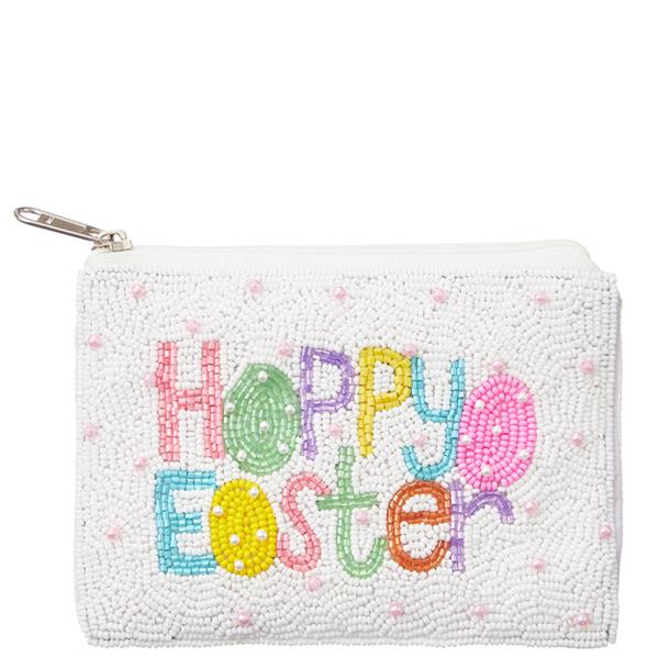 Seed Bead Happy Easter Coin Pouch