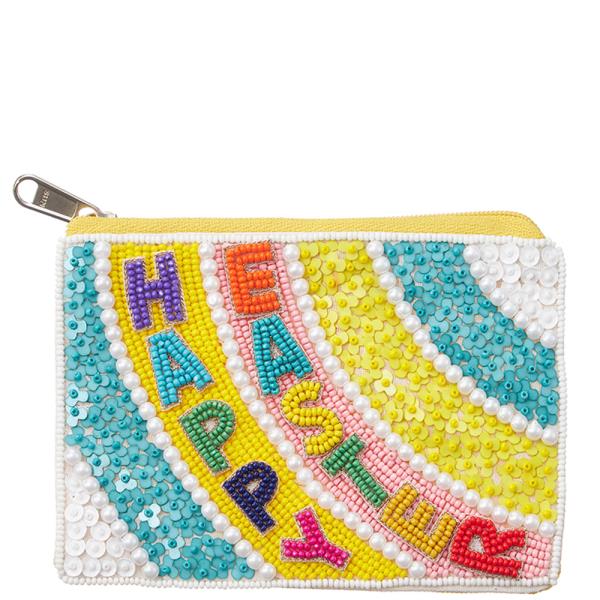 Seed Bead Happy Easter Coin Pouch