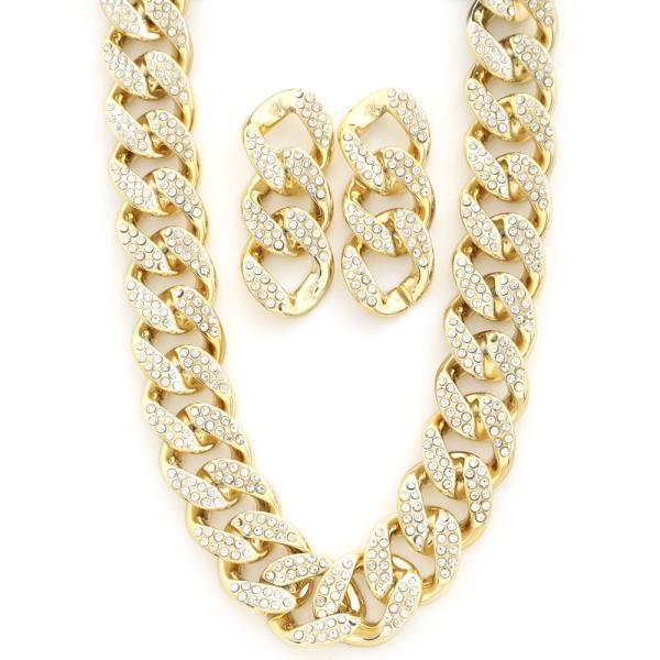 Chunky Curb Link Rhinestone CCB Necklace