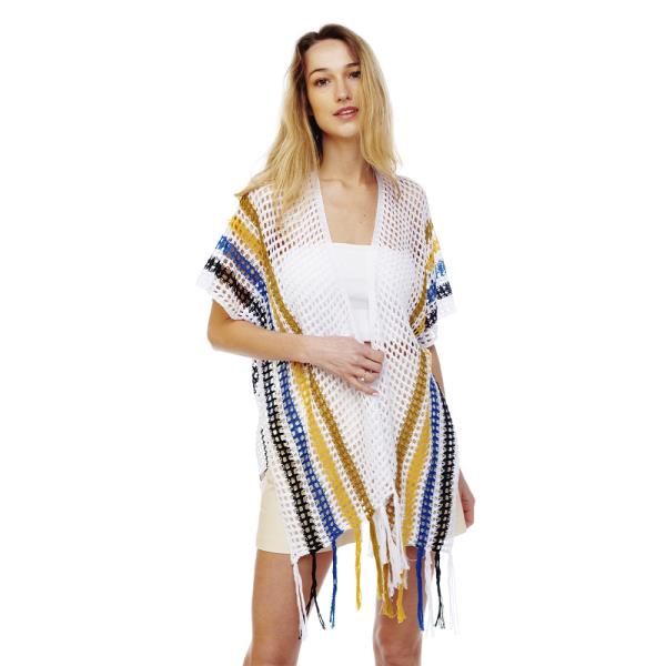 Multi Color Stripe Net Kimono