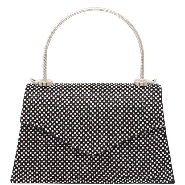 Rhinestone Mesh Flap Handle Evening Bag