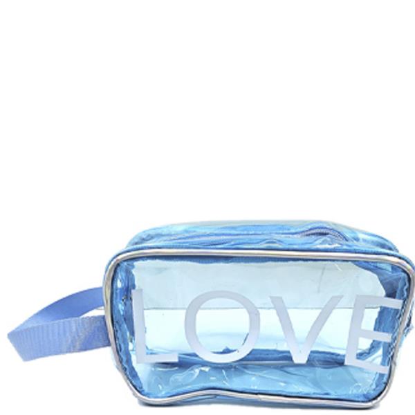 CLEAR COLOR LOVE MAKEUP POUCH HANDLE BAG