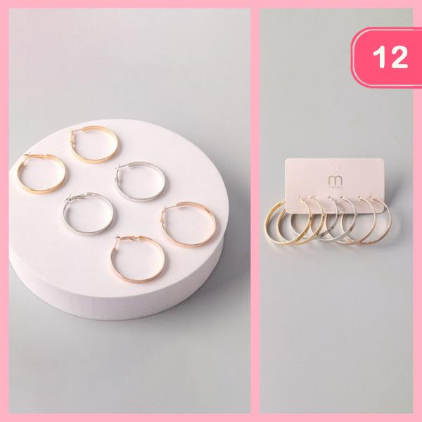 Metal Bar Mix Hoop Earring (12 Units)