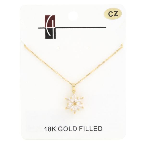 18K GOLD DIPPED CZ FLAKE PENDANT NECKLACE