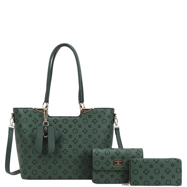 3IN1 Handle Bag W Crossbody and Wallet Set
