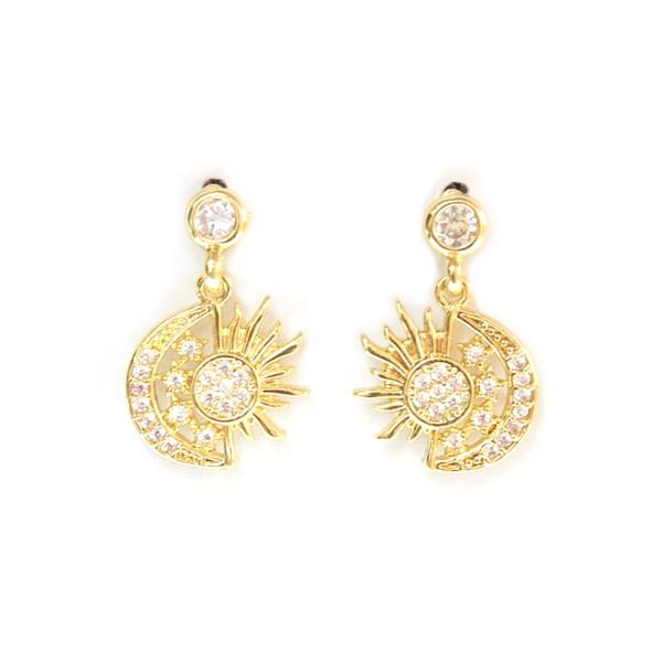Rhinestone Moon And Sun Post Earring