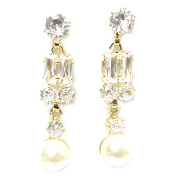 Rhinestone and Crystal Stone Pearl Dangle Earring