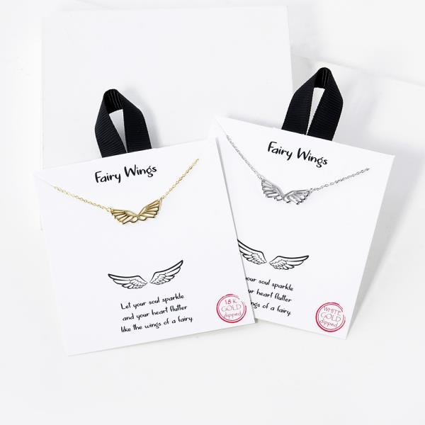 18K GOLD RHODIUM DIPPED FAIRY WINGS NECKLACE
