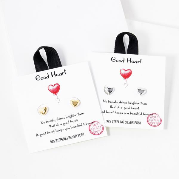 18K Gold Rhodium Dipped Good Heart Earring