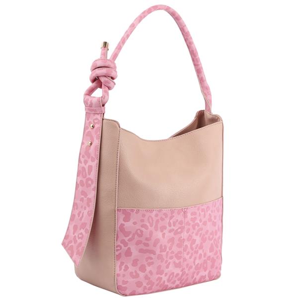 SMOOTH ANIMAL PRINT CHIC HANDLE HOBO BAG