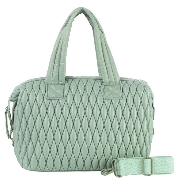 Quilted Puff Handle Satchel Bag