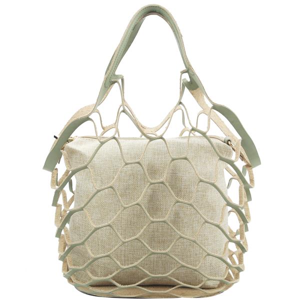 2IN1 Open Net Handbag W Zipper Bag Set