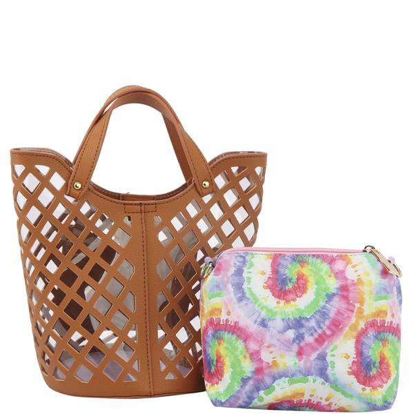 2IN1 Open Vented Handle Bag W Crossbody Bag
