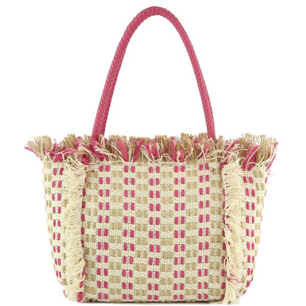 Fringe Fashion Woven Color Tone Tote Bag
