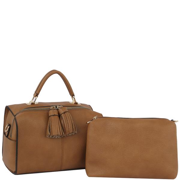 2IN1 Tassel Handle Satchel W Bag Set