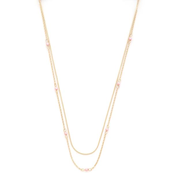 Dainty Bead Layered Metal Necklace